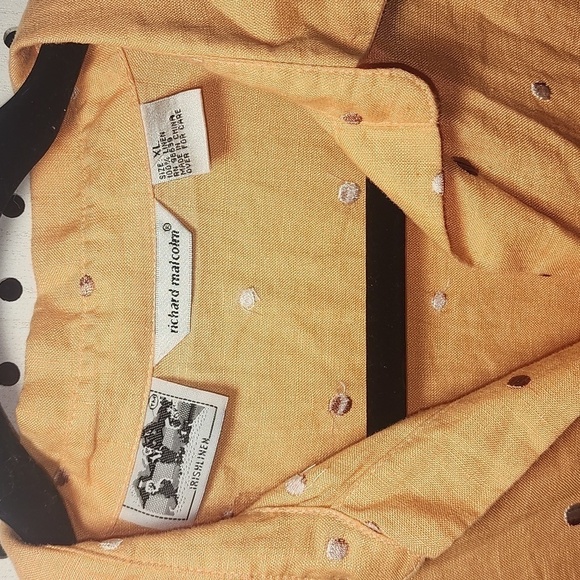 Richard Malcom  XL100% Irish Linen Peach Embroidered 3/4 Sleeves - Picture 4 of 7